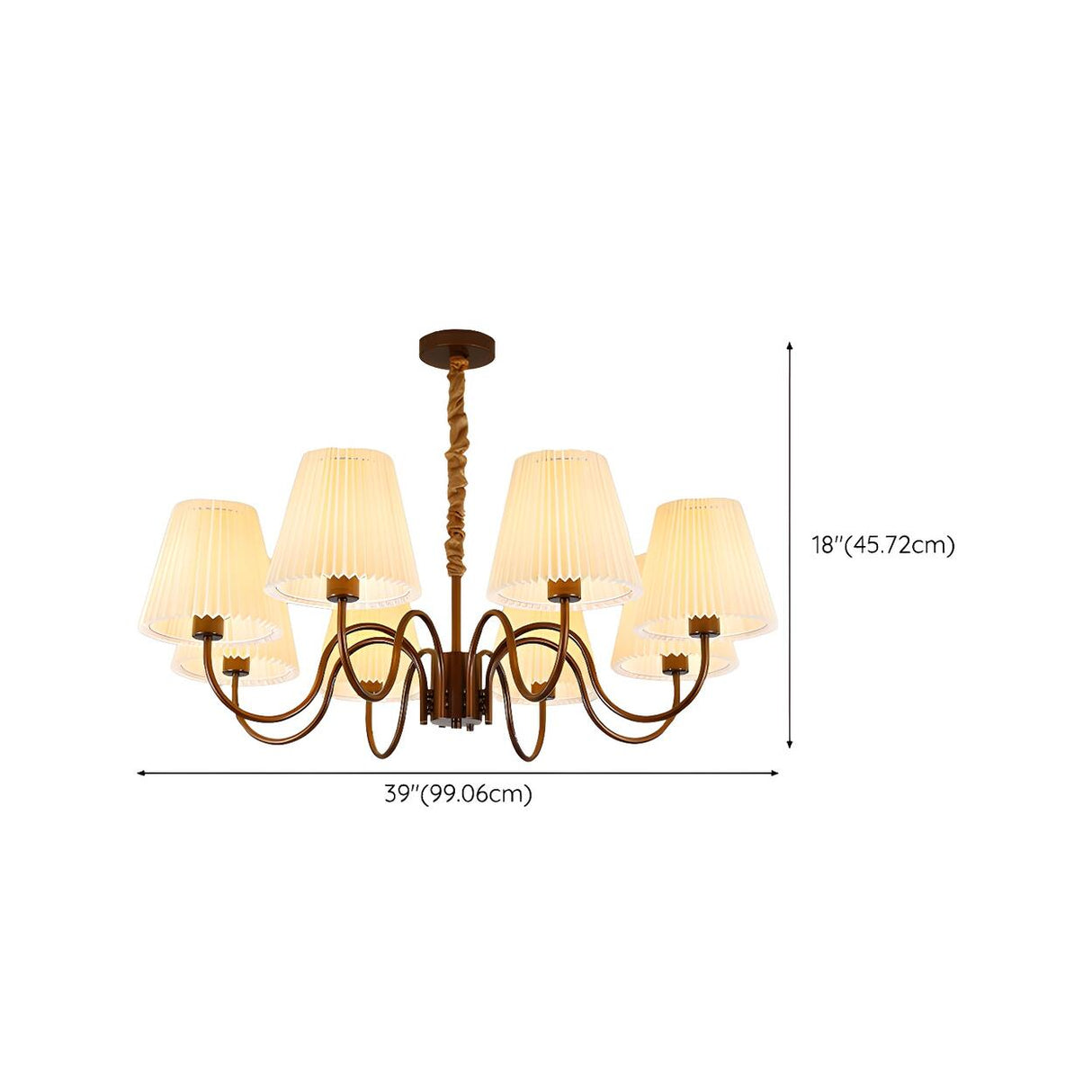 Brown Modern White Fabric Chandelier Adjustable Height Image - 13