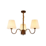 Brown Modern White Fabric Chandelier Adjustable Height Image - 5