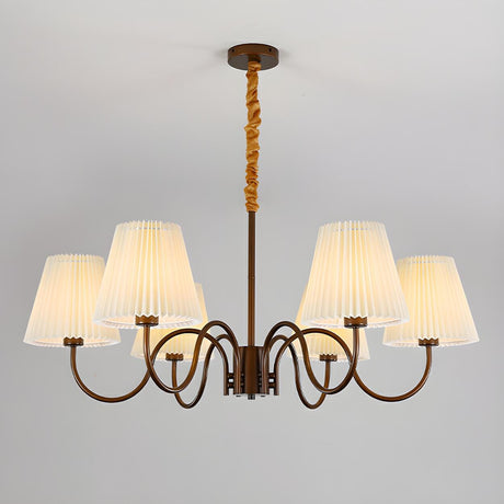 Brown Modern White Fabric Chandelier Adjustable Height Image - 8