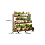 Brown Multi-Tier Wood Rolling Crate Large Plant Stand Image - 25