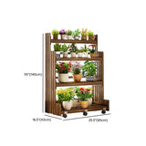 Brown Multi-Tier Wood Rolling Crate Large Plant Stand Image - 26