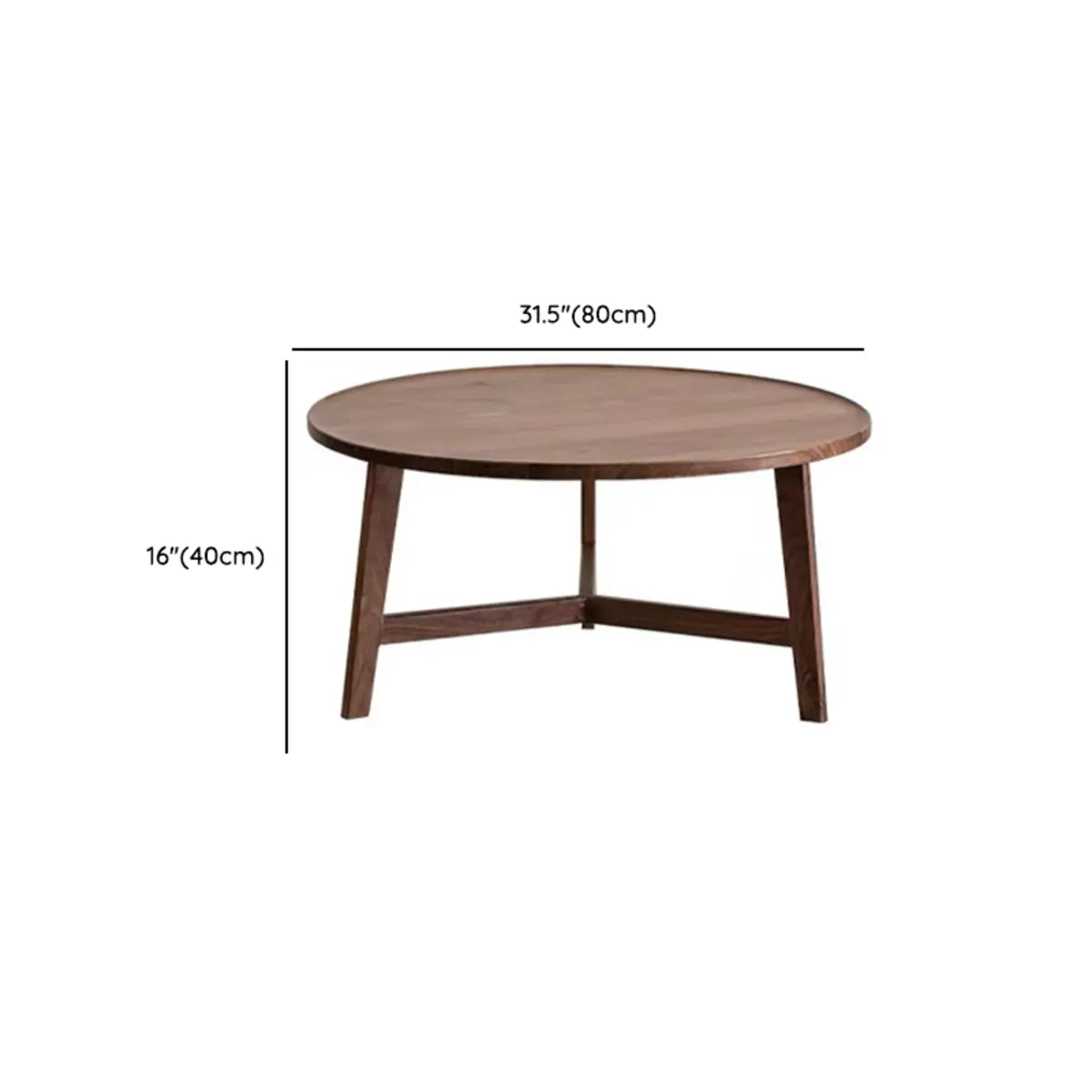 Brown Nested Round Wood Tray Top Cross Leg Coffee Table 