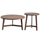 Brown Nested Round Wood Tray Top Cross Leg Coffee Table Image - 6