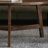 Brown Nested Round Wood Tray Top Cross Leg Coffee Table Image - 9