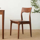 Brown Open Back Walnut Finish Armless Wood Dining Chair Image - 2