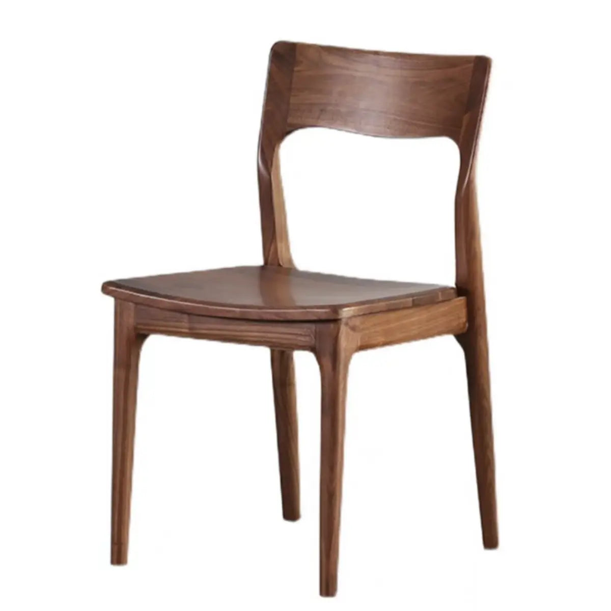 Brown Open Back Walnut Finish Armless Wood Dining Chair Image - 6