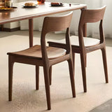 Brown Open Back Walnut Finish Armless Wood Dining Chair Image - 7