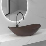 Brown Oval Ceramic Bowl Sinks with Swivel Faucet Image - 1