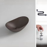 Brown Oval Ceramic Bowl Sinks with Swivel Faucet Image - 15