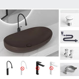 Brown Oval Ceramic Bowl Sinks with Swivel Faucet Image - 18