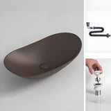 Brown Oval Ceramic Bowl Sinks with Swivel Faucet Image - 4