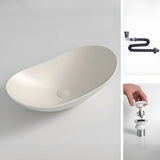 Brown Oval Ceramic Bowl Sinks with Swivel Faucet Image - 35