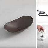 Brown Oval Ceramic Bowl Sinks with Swivel Faucet Image - 8