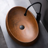 Brown Oval Ceramic Center Trapway Bathroom Bowl Sinks Image - 8