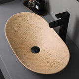 Brown Oval Ceramic Center Trapway Bathroom Vessel Sink Image - 1