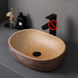 Brown Oval Ceramic Center Trapway Bathroom Vessel Sink Image - 13