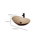 Brown Oval Ceramic Center Trapway Bathroom Vessel Sink #size