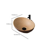 Brown Oval Ceramic Center Trapway Bathroom Vessel Sink Image - 15