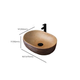 Brown Oval Ceramic Center Trapway Bathroom Vessel Sink Image - 17