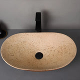 Brown Oval Ceramic Center Trapway Bathroom Vessel Sink Image - 6