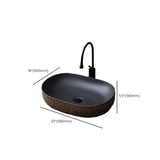 Brown Oval-Shaped Ceramic Bathroom Vessel Sinks #size