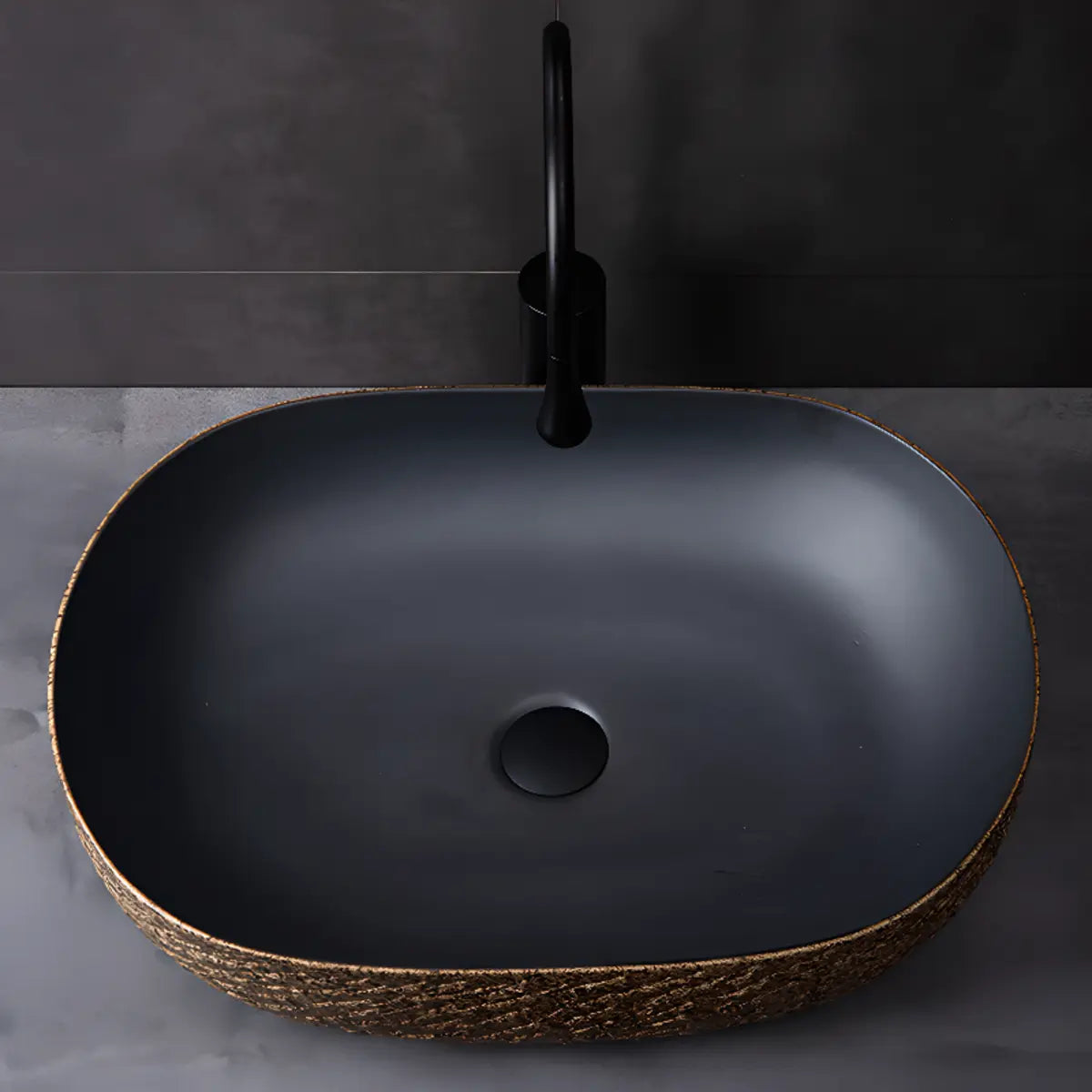 Brown Oval-Shaped Ceramic Bathroom Vessel Sinks Image - 6