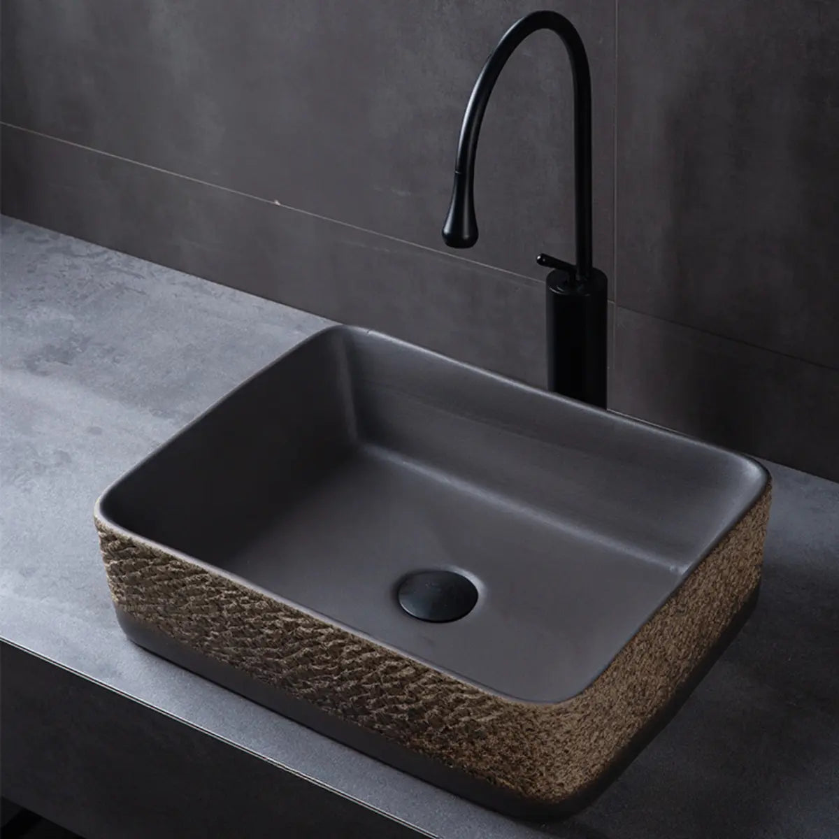 Brown Oval-Shaped Ceramic Bathroom Vessel Sinks Image - 9