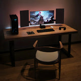 Brown Pine Medium Wood Rectangle Sledge Gaming Desk Image - 10