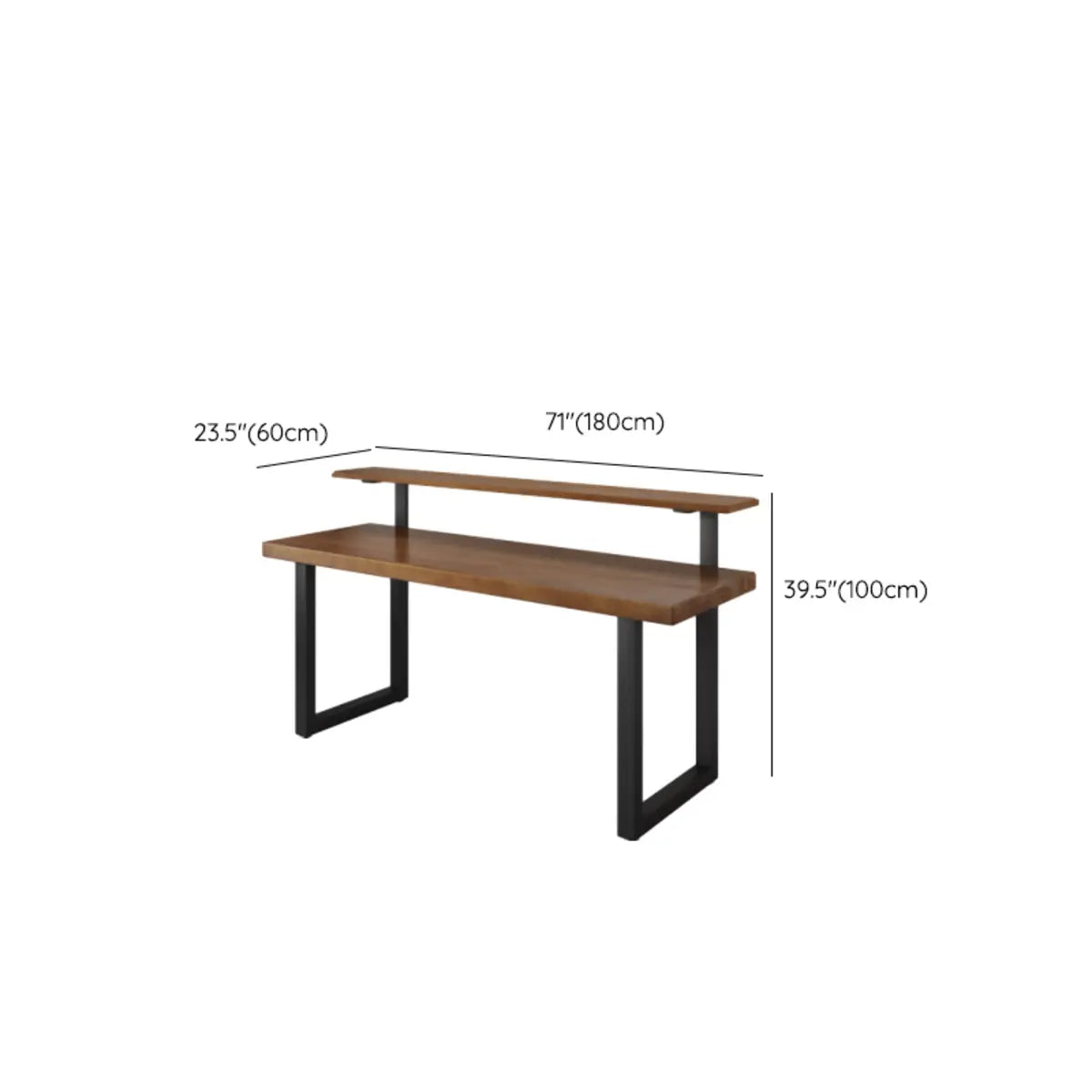 Brown Pine Shelves Butcher Block Sled Writing Desk Image - 17