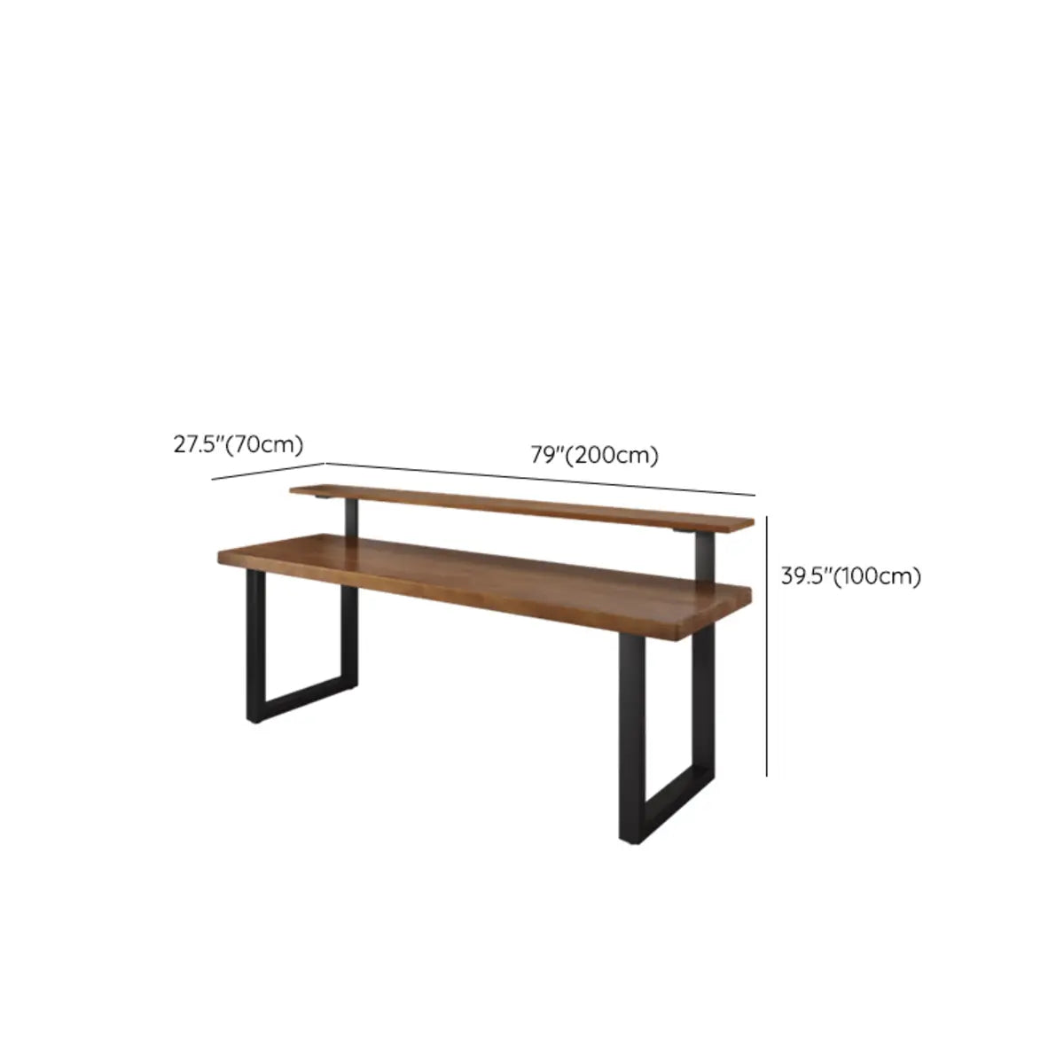 Brown Pine Shelves Butcher Block Sled Writing Desk Image - 19