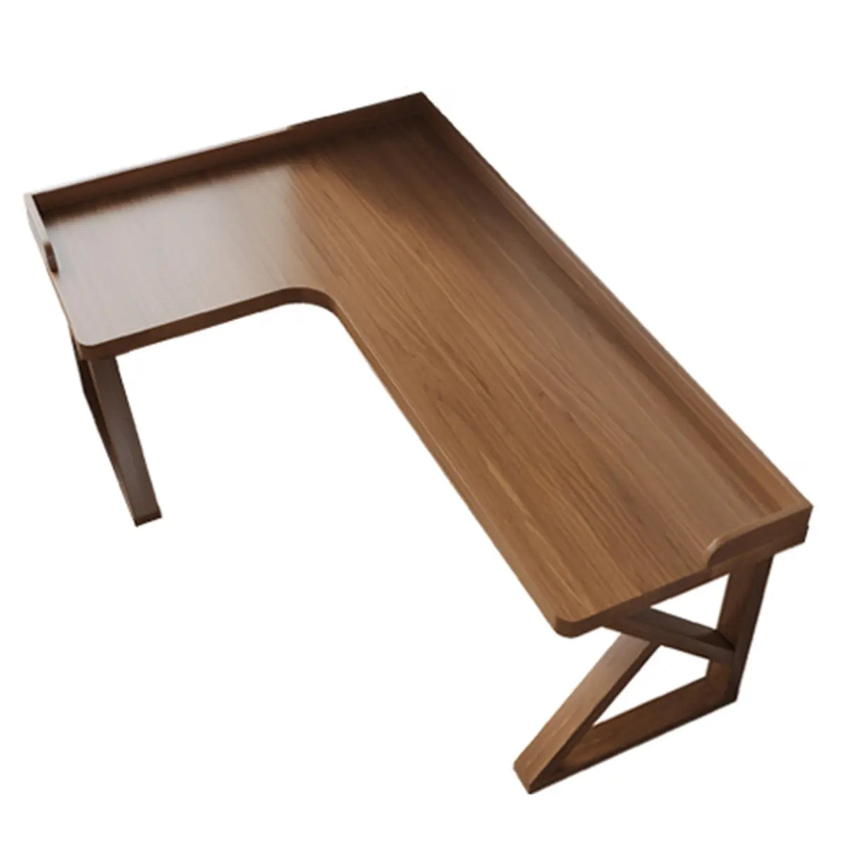 Brown Pine Wood Butcher Block L-Shaped Computer Desk Image - 12