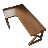 Brown Pine Wood Butcher Block L-Shaped Computer Desk Image - 14