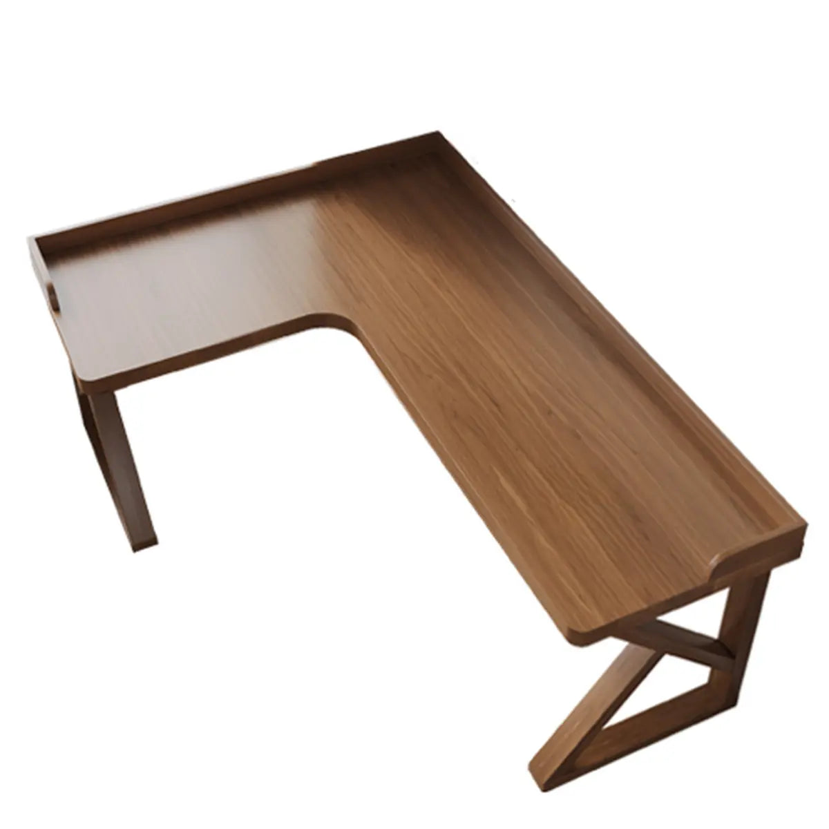 Brown Pine Wood Butcher Block L-Shaped Computer Desk Image - 15