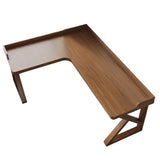 Brown Pine Wood Butcher Block L-Shaped Computer Desk Image - 17