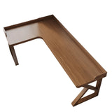 Brown Pine Wood Butcher Block L-Shaped Computer Desk Image - 20