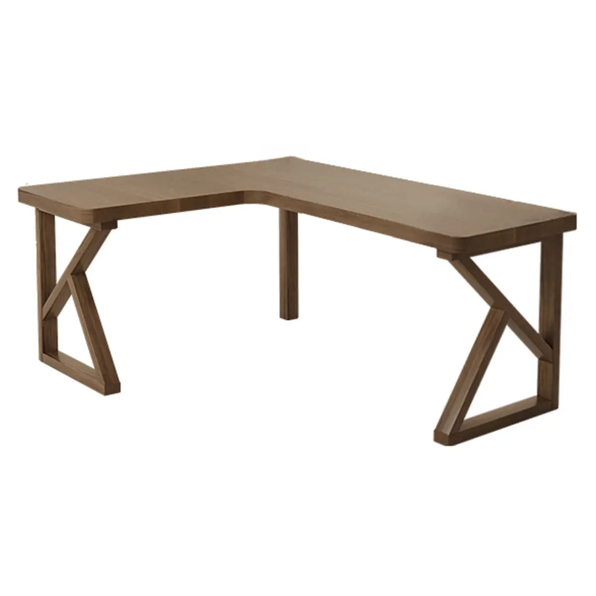 Brown Pine Wood Butcher Block L-Shaped Computer Desk Image - 27