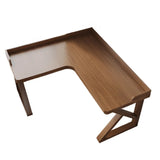 Brown Pine Wood Butcher Block L-Shaped Computer Desk Image - 3