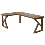 Brown Pine Wood Butcher Block L-Shaped Computer Desk Image - 30