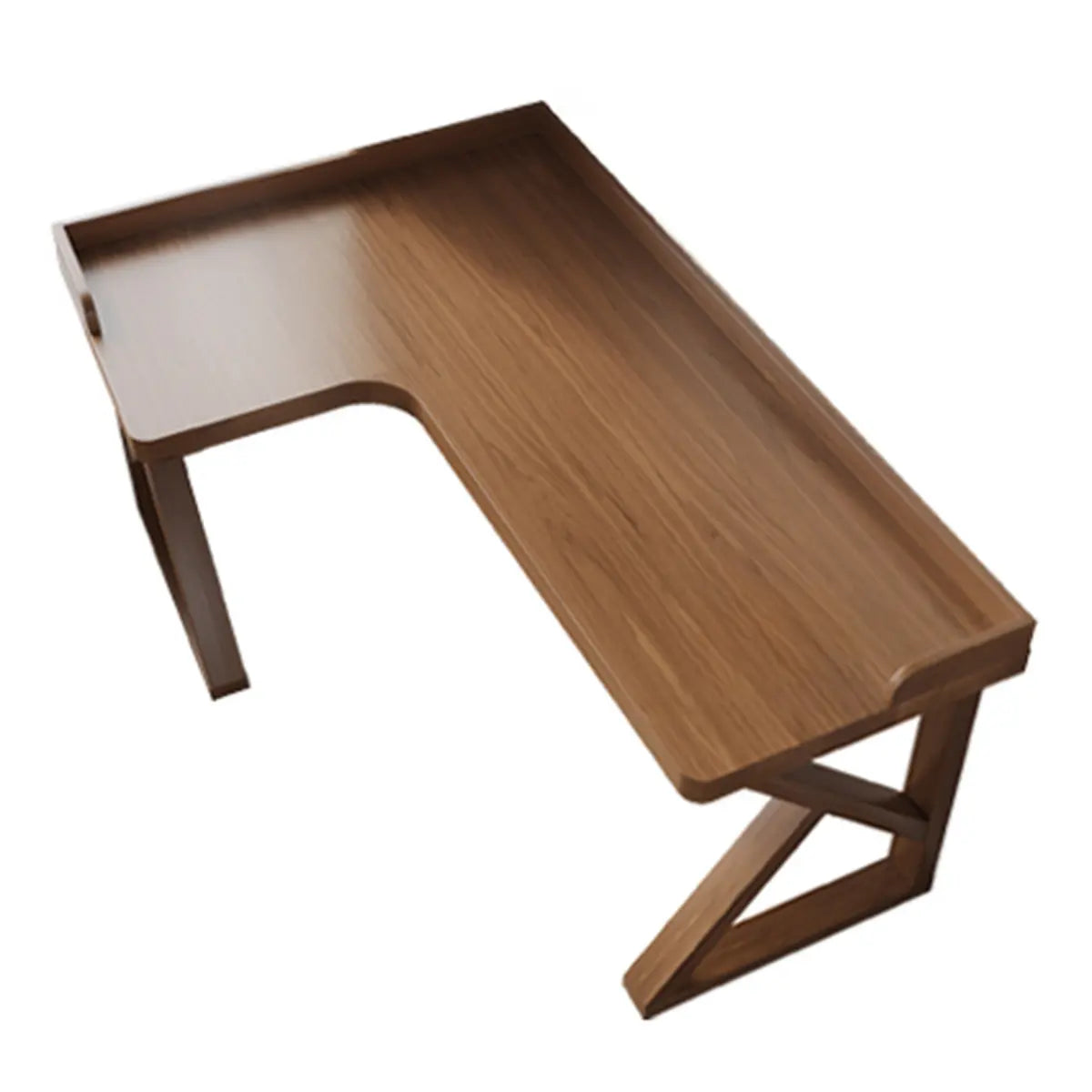 Brown Pine Wood Butcher Block L-Shaped Computer Desk Image - 5