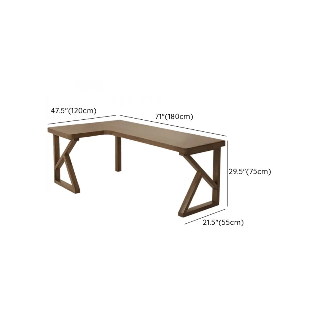 Brown Pine Wood Butcher Block L-Shaped Computer Desk Image - 53