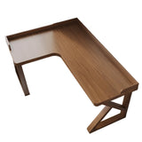 Brown Pine Wood Butcher Block L-Shaped Computer Desk Image - 7