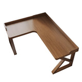 Brown Pine Wood Butcher Block L-Shaped Computer Desk Image - 9