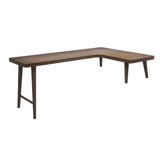 Brown Pine Wood H-Shape Base L-Shaped Writing Desk Image - 2