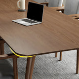 Brown Pine Wood Rectangle Conference Desk 8-Person Image - 7