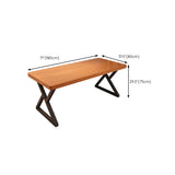 Brown Pine Wood Rectangle Iron Sledge Gaming Desk Image - 10