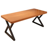 Brown Pine Wood Rectangle Iron Sledge Gaming Desk Image - 5