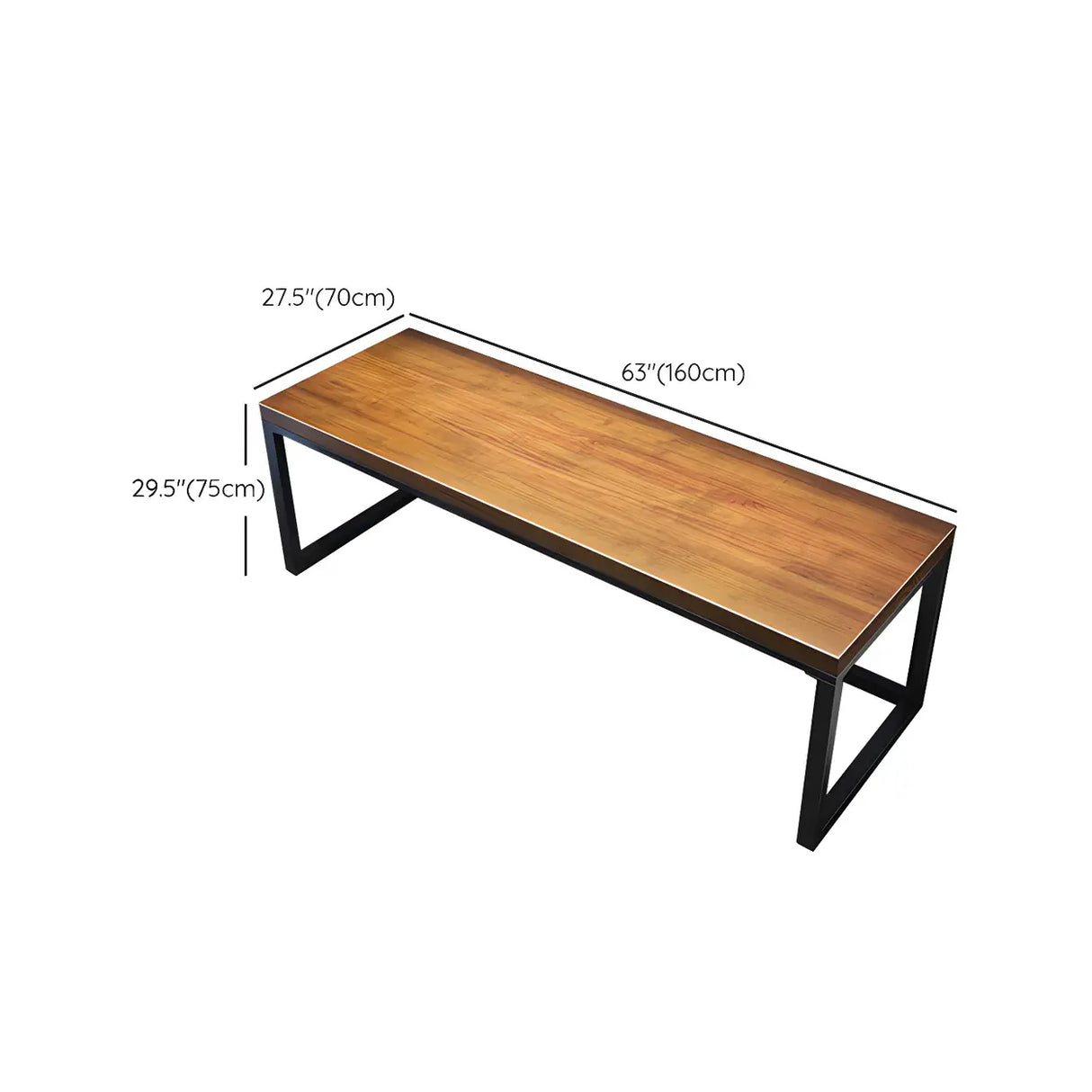 Brown Pine Wood Rectangle Iron Sleigh Gaming Desk 