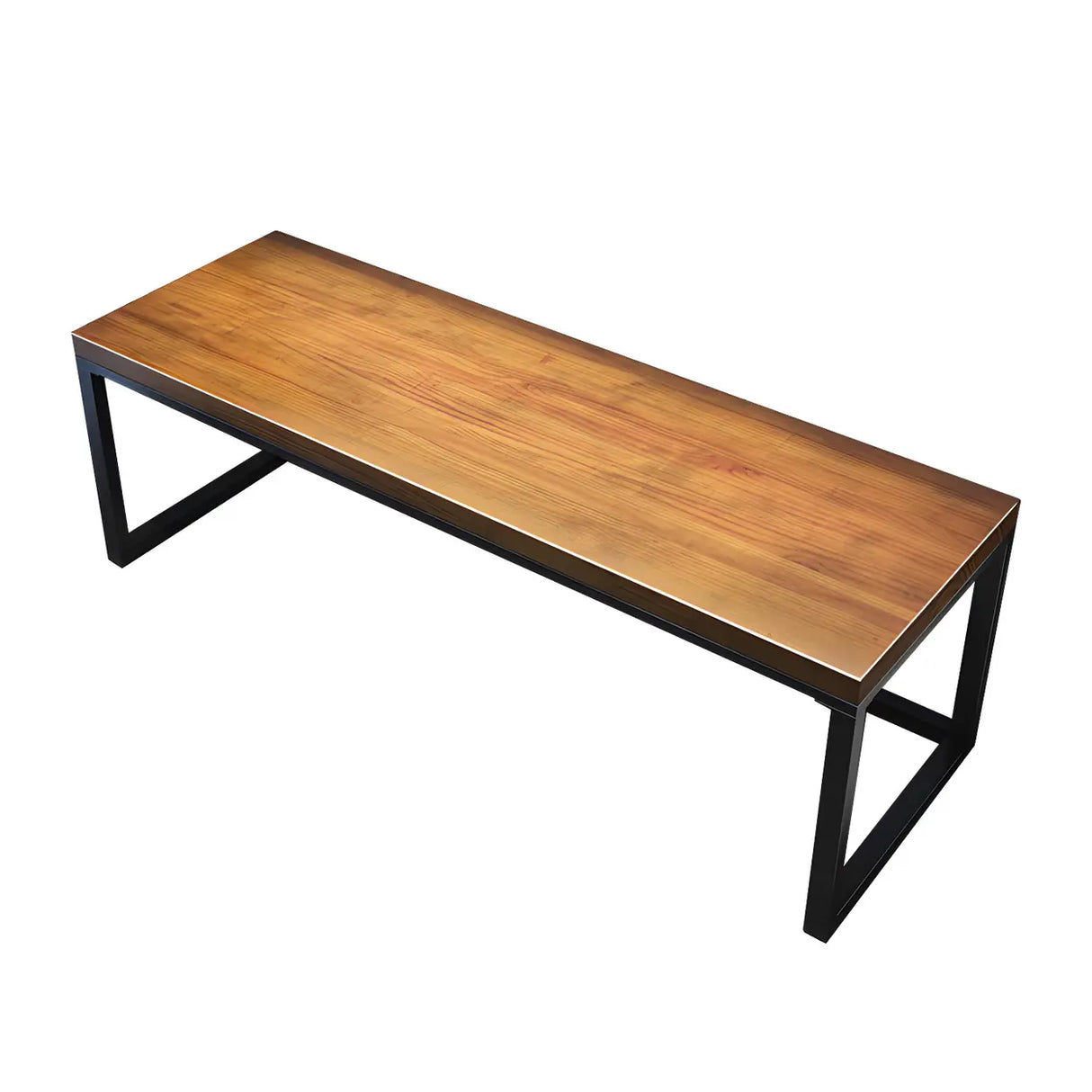 Brown Pine Wood Rectangle Iron Sleigh Gaming Desk Image - 5