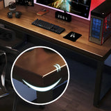 Brown Pine Wood Rectangle Steel Sled Gaming Desk Image - 6