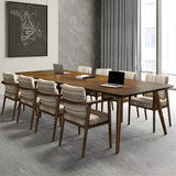 Brown Pine Wood Rectangular Conference Table for Eight Image - 1